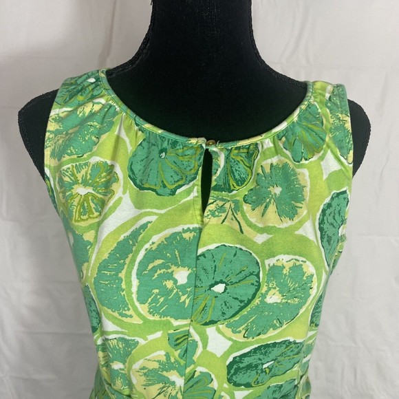 Lands End Green Floral Pullover Knit Tank Dress Womens Size 6-8 - Picture 4 of 8